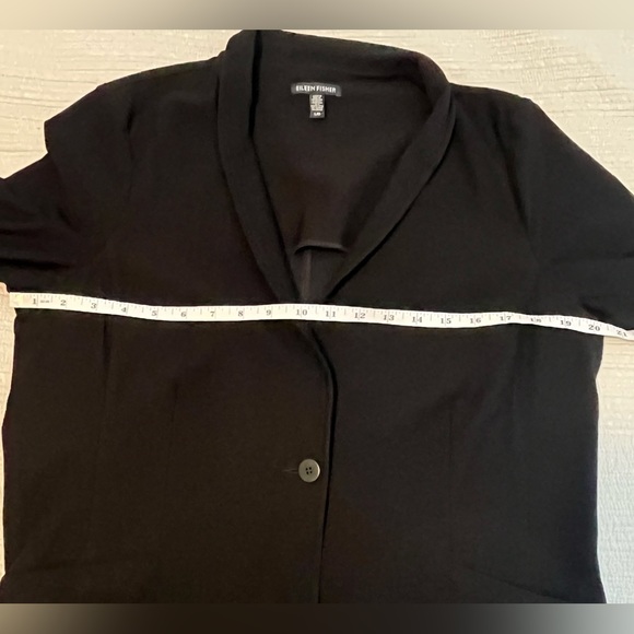 Eileen Fisher Black Crepe Button Front Blazer Jacket Size Large - Picture 7 of 9